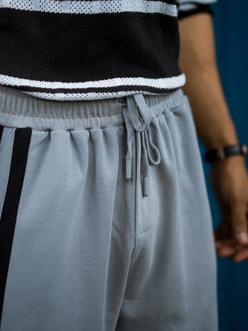 Maniac  Maniac Mens ColorBlock Light Grey and Black Cotton Trackpant for Men | Best Price UAE
